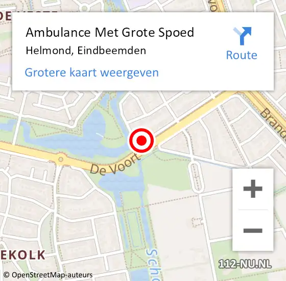 Locatie op kaart van de 112 melding: Ambulance Met Grote Spoed Naar Helmond, Eindbeemden op 25 oktober 2014 18:18