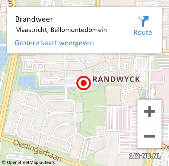 Locatie op kaart van de 112 melding: Brandweer Maastricht, Bellomontedomein op 25 oktober 2014 18:24