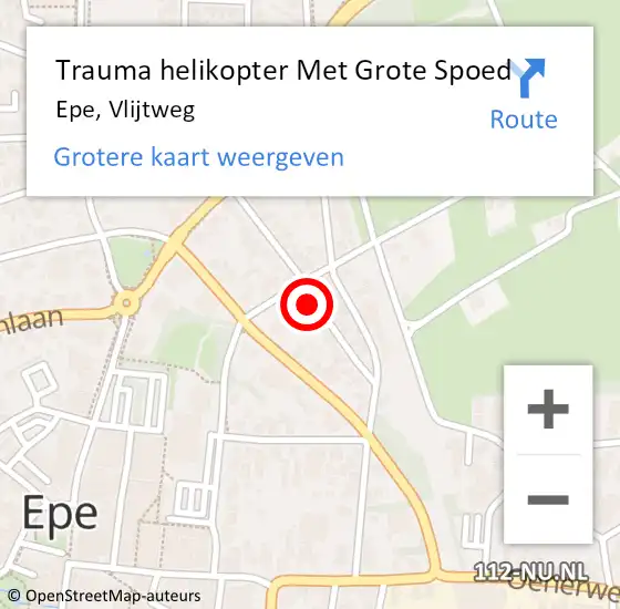 Locatie op kaart van de 112 melding: Trauma helikopter Met Grote Spoed Naar Epe, Vlijtweg op 3 november 2024 20:42