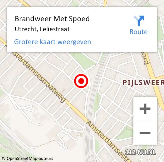 Locatie op kaart van de 112 melding: Brandweer Met Spoed Naar Utrecht, Leliestraat op 3 november 2024 20:44