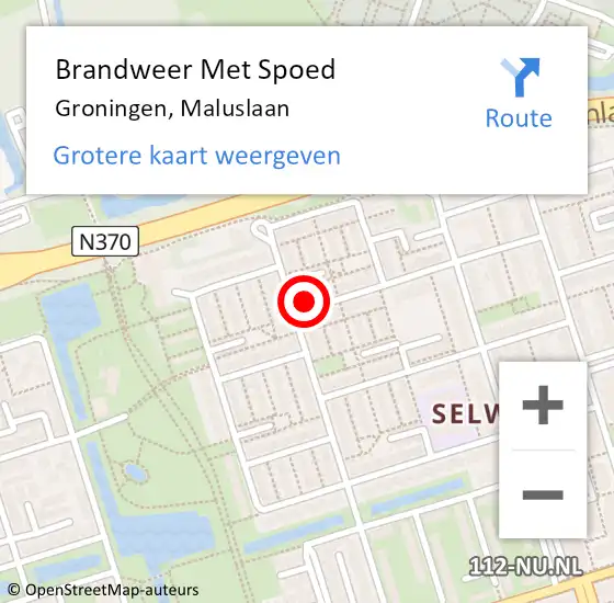 Locatie op kaart van de 112 melding: Brandweer Met Spoed Naar Groningen, Maluslaan op 3 november 2024 21:10