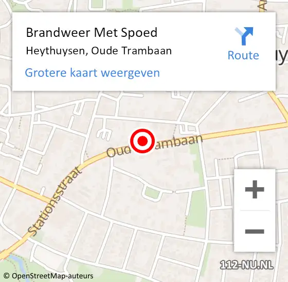 Locatie op kaart van de 112 melding: Brandweer Met Spoed Naar Heythuysen, Oude Trambaan op 3 november 2024 21:29