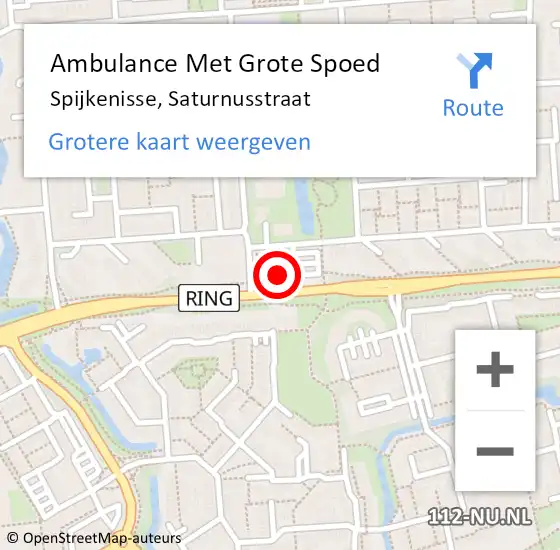 Locatie op kaart van de 112 melding: Ambulance Met Grote Spoed Naar Spijkenisse, Saturnusstraat op 3 november 2024 22:17