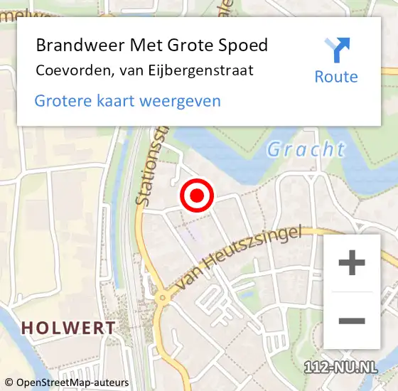 Locatie op kaart van de 112 melding: Brandweer Met Grote Spoed Naar Coevorden, van Eijbergenstraat op 3 november 2024 22:47