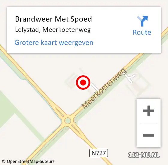 Locatie op kaart van de 112 melding: Brandweer Met Spoed Naar Lelystad, Meerkoetenweg op 3 november 2024 22:48