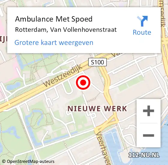 Locatie op kaart van de 112 melding: Ambulance Met Spoed Naar Rotterdam, Van Vollenhovenstraat op 3 november 2024 22:59