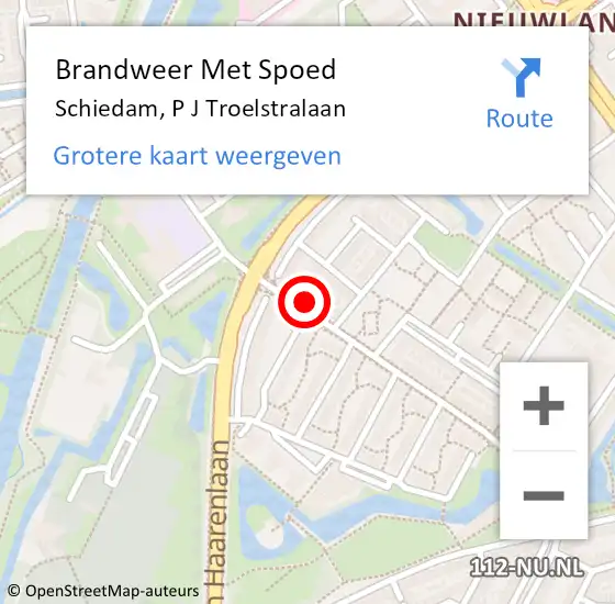 Locatie op kaart van de 112 melding: Brandweer Met Spoed Naar Schiedam, P J Troelstralaan op 3 november 2024 23:02