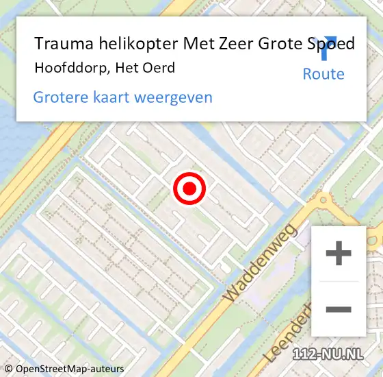 Locatie op kaart van de 112 melding: Trauma helikopter Met Zeer Grote Spoed Naar Hoofddorp, Het Oerd op 3 november 2024 23:05