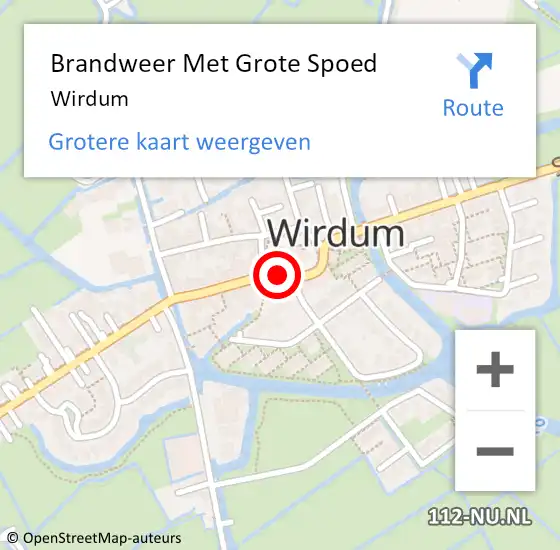 Locatie op kaart van de 112 melding: Brandweer Met Grote Spoed Naar Wirdum op 3 november 2024 23:08