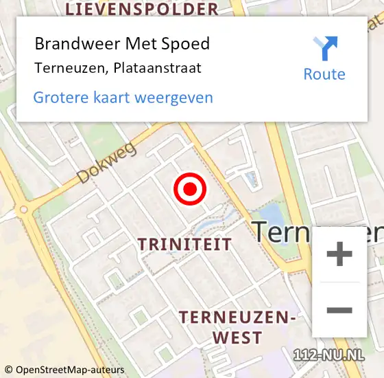 Locatie op kaart van de 112 melding: Brandweer Met Spoed Naar Terneuzen, Plataanstraat op 3 november 2024 23:14