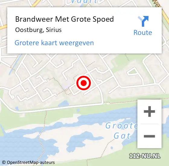 Locatie op kaart van de 112 melding: Brandweer Met Grote Spoed Naar Oostburg, Sirius op 3 november 2024 23:52