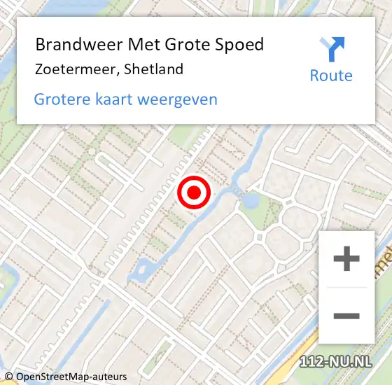 Locatie op kaart van de 112 melding: Brandweer Met Grote Spoed Naar Zoetermeer, Shetland op 4 november 2024 00:31