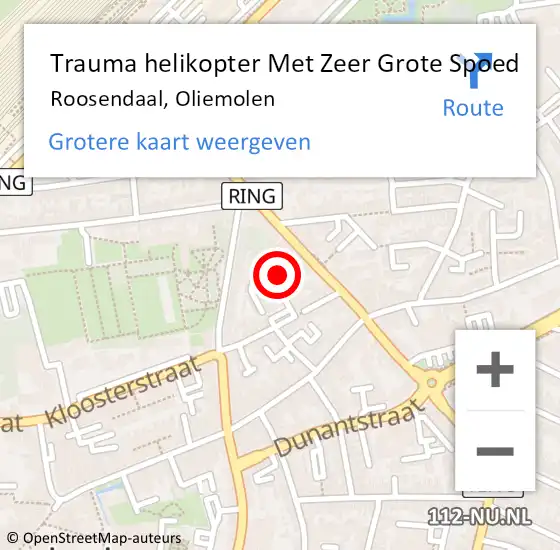 Locatie op kaart van de 112 melding: Trauma helikopter Met Zeer Grote Spoed Naar Roosendaal, Oliemolen op 4 november 2024 00:33