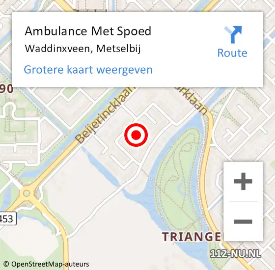 Locatie op kaart van de 112 melding: Ambulance Met Spoed Naar Waddinxveen, Metselbij op 4 november 2024 00:42