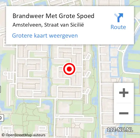 Locatie op kaart van de 112 melding: Brandweer Met Grote Spoed Naar Amstelveen, Straat van Sicilië op 4 november 2024 00:42