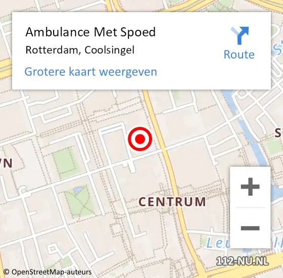 Locatie op kaart van de 112 melding: Ambulance Met Spoed Naar Rotterdam, Coolsingel op 4 november 2024 00:43