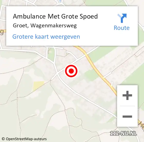 Locatie op kaart van de 112 melding: Ambulance Met Grote Spoed Naar Groet, Wagenmakersweg op 4 november 2024 00:48