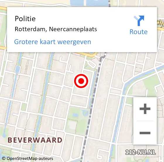 Locatie op kaart van de 112 melding: Politie Rotterdam, Neercanneplaats op 4 november 2024 00:54