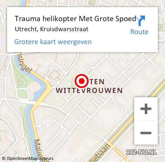 Locatie op kaart van de 112 melding: Trauma helikopter Met Grote Spoed Naar Utrecht, Kruisdwarsstraat op 4 november 2024 01:05