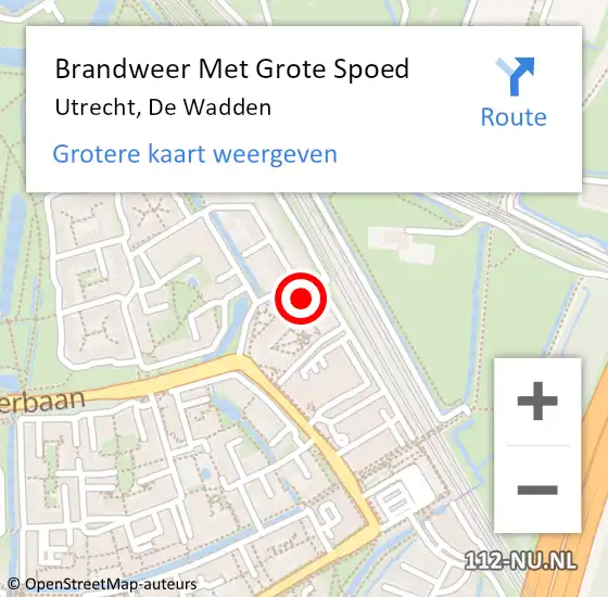 Locatie op kaart van de 112 melding: Brandweer Met Grote Spoed Naar Utrecht, De Wadden op 4 november 2024 01:13