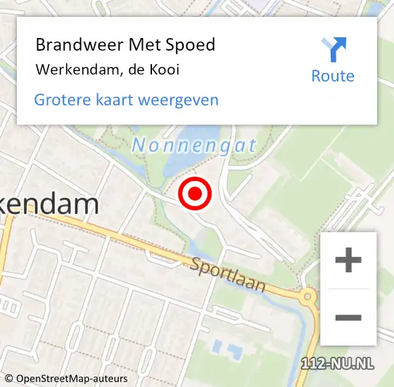 Locatie op kaart van de 112 melding: Brandweer Met Spoed Naar Werkendam, de Kooi op 4 november 2024 01:13