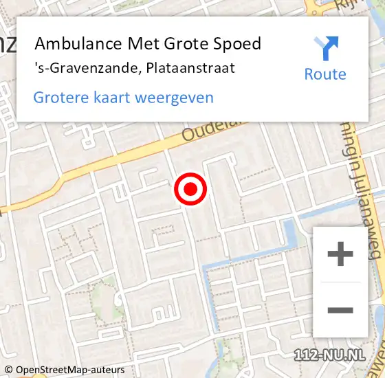 Locatie op kaart van de 112 melding: Ambulance Met Grote Spoed Naar 's-Gravenzande, Plataanstraat op 4 november 2024 01:38