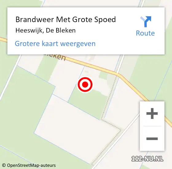 Locatie op kaart van de 112 melding: Brandweer Met Grote Spoed Naar Heeswijk, De Bleken op 4 november 2024 01:42