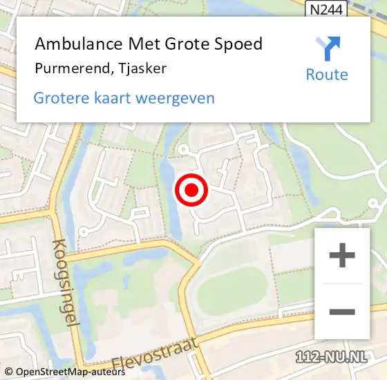 Locatie op kaart van de 112 melding: Ambulance Met Grote Spoed Naar Purmerend, Tjasker op 4 november 2024 01:52