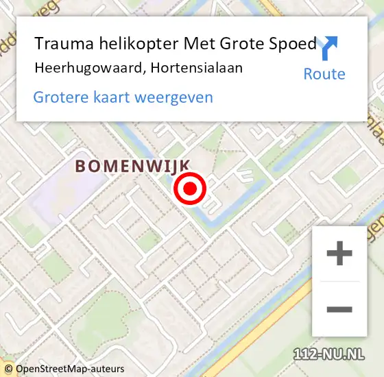 Locatie op kaart van de 112 melding: Trauma helikopter Met Grote Spoed Naar Heerhugowaard, Hortensialaan op 4 november 2024 01:56