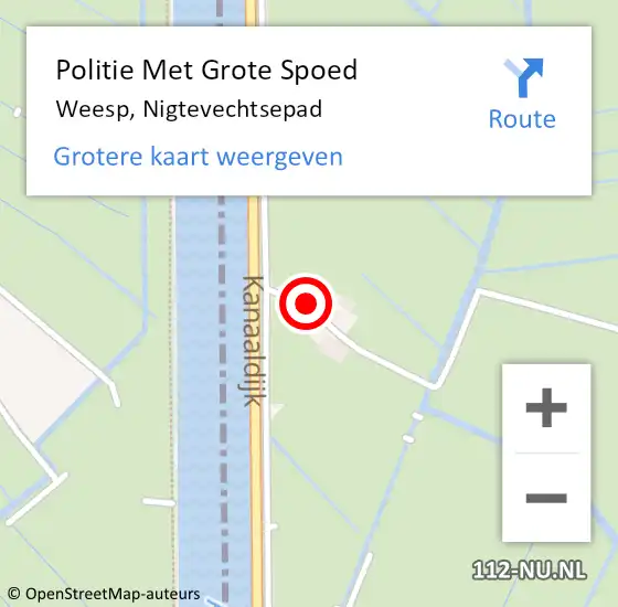 Locatie op kaart van de 112 melding: Politie Met Grote Spoed Naar Weesp, Nigtevechtsepad op 4 november 2024 02:30