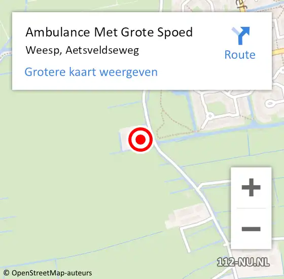 Locatie op kaart van de 112 melding: Ambulance Met Grote Spoed Naar Weesp, Aetsveldseweg op 4 november 2024 02:51