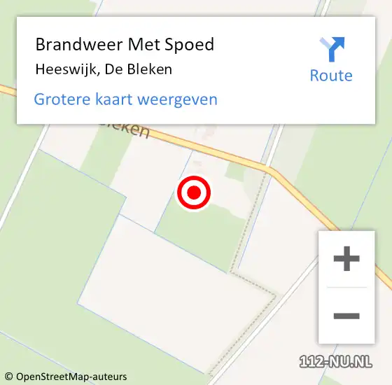 Locatie op kaart van de 112 melding: Brandweer Met Spoed Naar Heeswijk, De Bleken op 4 november 2024 03:53