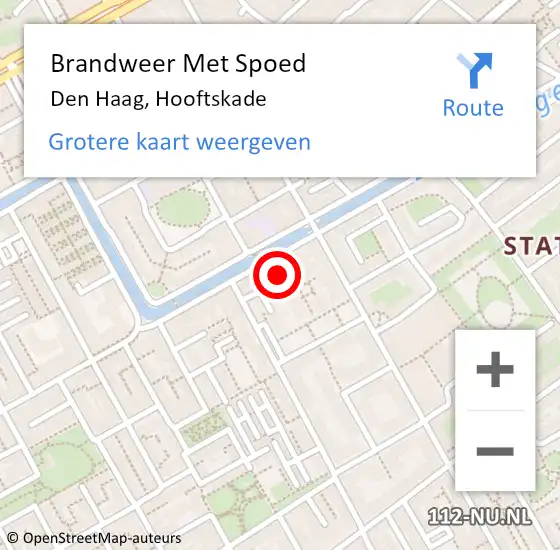 Locatie op kaart van de 112 melding: Brandweer Met Spoed Naar Den Haag, Hooftskade op 4 november 2024 04:02