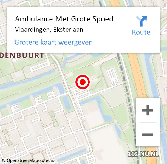 Locatie op kaart van de 112 melding: Ambulance Met Grote Spoed Naar Vlaardingen, Eksterlaan op 4 november 2024 04:24