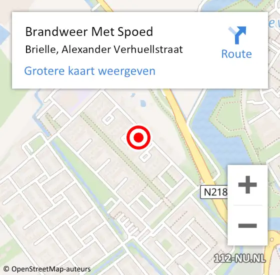 Locatie op kaart van de 112 melding: Brandweer Met Spoed Naar Brielle, Alexander Verhuellstraat op 4 november 2024 06:07