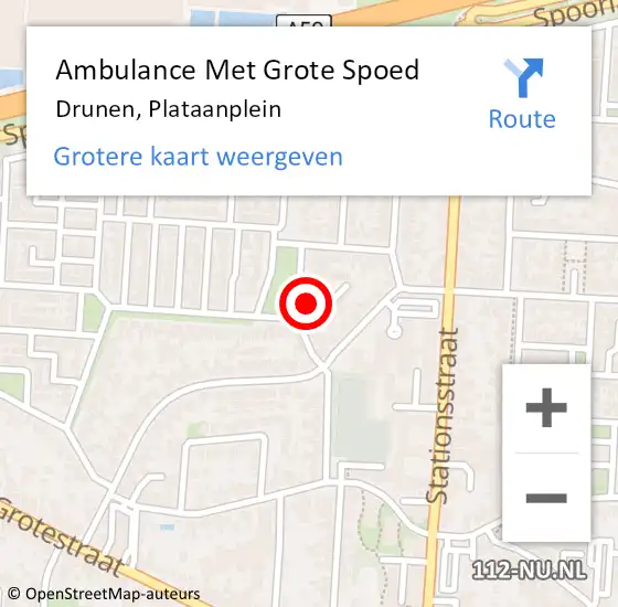 Locatie op kaart van de 112 melding: Ambulance Met Grote Spoed Naar Drunen, Plataanplein op 25 oktober 2014 18:57