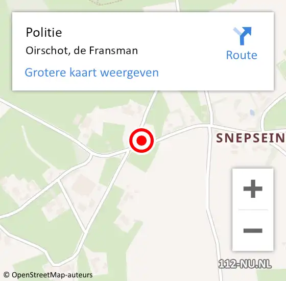 Locatie op kaart van de 112 melding: Politie Oirschot, de Fransman op 4 november 2024 06:54