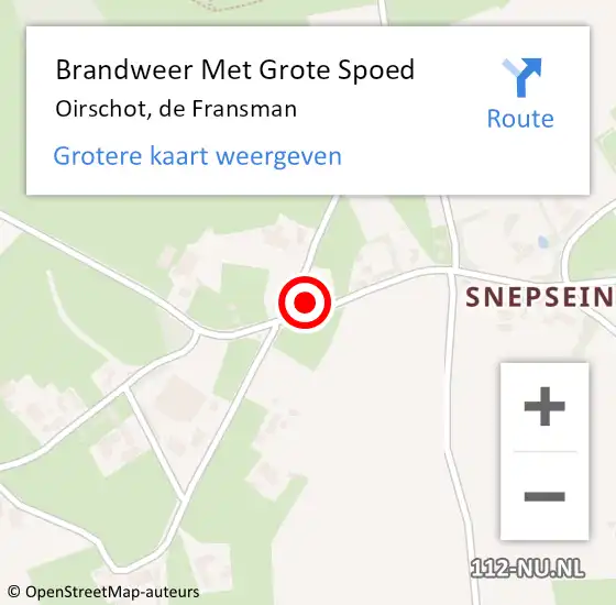 Locatie op kaart van de 112 melding: Brandweer Met Grote Spoed Naar Oirschot, de Fransman op 4 november 2024 06:54