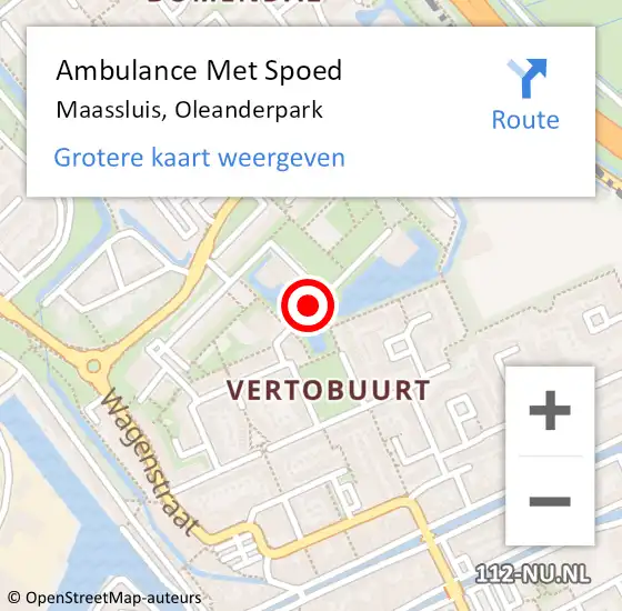 Locatie op kaart van de 112 melding: Ambulance Met Spoed Naar Maassluis, Oleanderpark op 4 november 2024 06:55