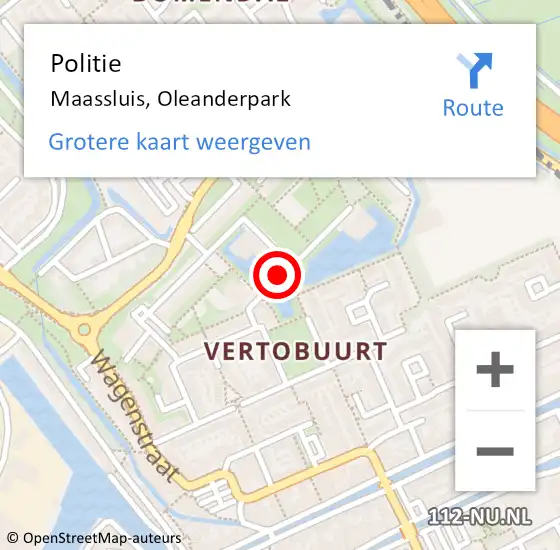 Locatie op kaart van de 112 melding: Politie Maassluis, Oleanderpark op 4 november 2024 06:56