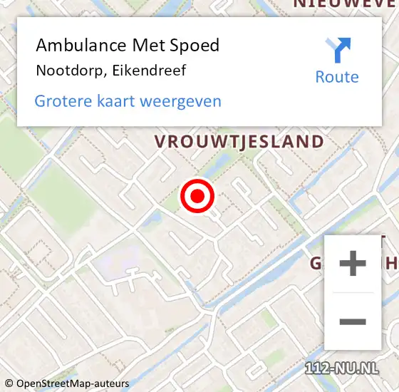 Locatie op kaart van de 112 melding: Ambulance Met Spoed Naar Nootdorp, Eikendreef op 4 november 2024 07:00