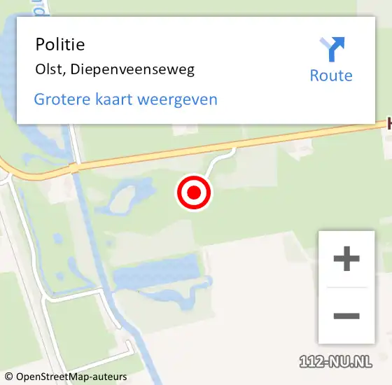 Locatie op kaart van de 112 melding: Politie Olst, Diepenveenseweg op 4 november 2024 07:01