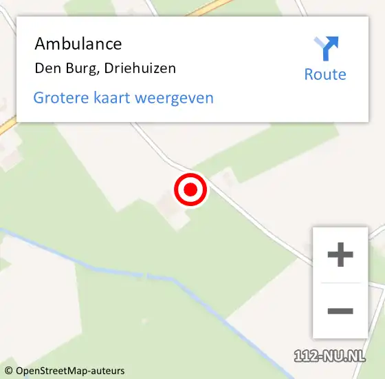 Locatie op kaart van de 112 melding: Ambulance Den Burg, Driehuizen op 4 november 2024 07:06