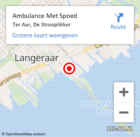 Locatie op kaart van de 112 melding: Ambulance Met Spoed Naar Ter Aar, De Strooplikker op 4 november 2024 07:15