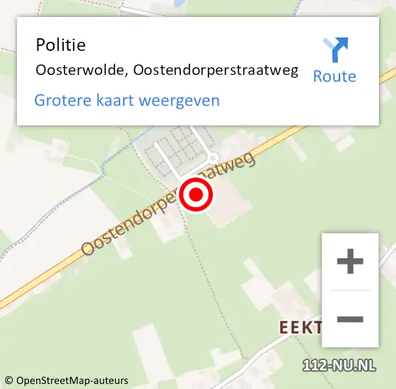 Locatie op kaart van de 112 melding: Politie Oosterwolde, Oostendorperstraatweg op 4 november 2024 07:47