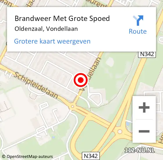 Locatie op kaart van de 112 melding: Brandweer Met Grote Spoed Naar Oldenzaal, Vondellaan op 4 november 2024 07:50