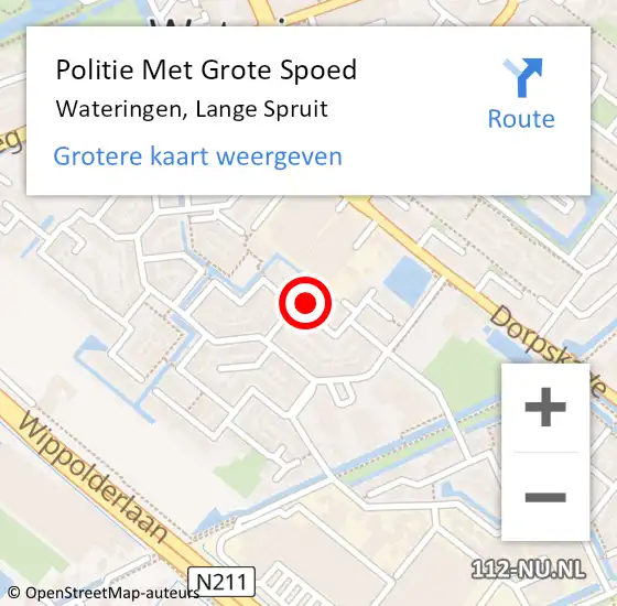 Locatie op kaart van de 112 melding: Politie Met Grote Spoed Naar Wateringen, Lange Spruit op 4 november 2024 08:02