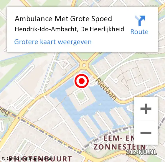 Locatie op kaart van de 112 melding: Ambulance Met Grote Spoed Naar Hendrik-Ido-Ambacht, De Heerlijkheid op 4 november 2024 08:08