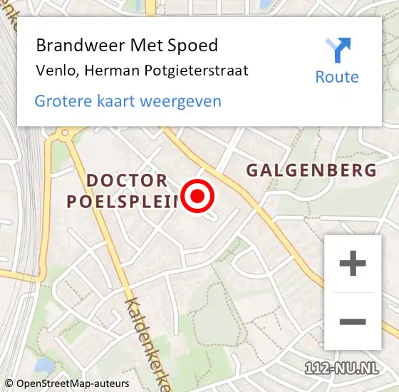 Locatie op kaart van de 112 melding: Brandweer Met Spoed Naar Venlo, Herman Potgieterstraat op 4 november 2024 08:11