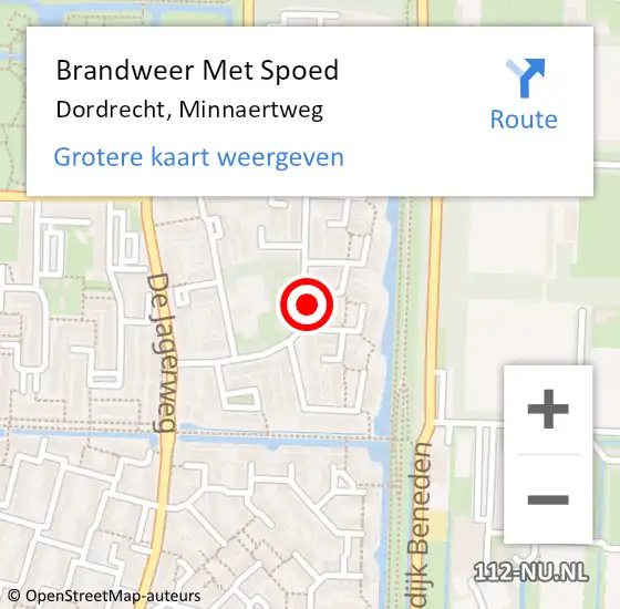 Locatie op kaart van de 112 melding: Brandweer Met Spoed Naar Dordrecht, Minnaertweg op 4 november 2024 08:29